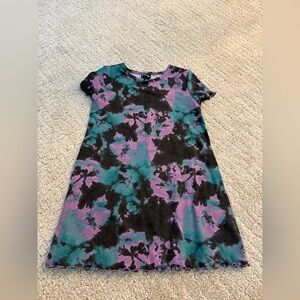 Art Class Tie-Dye Dress - Purple, Teal, Black